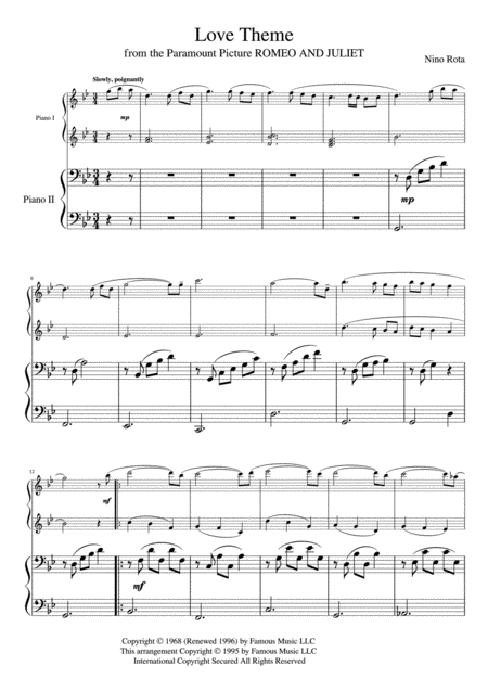 Romeo And Juliet Love Theme Piano Duo Page 2