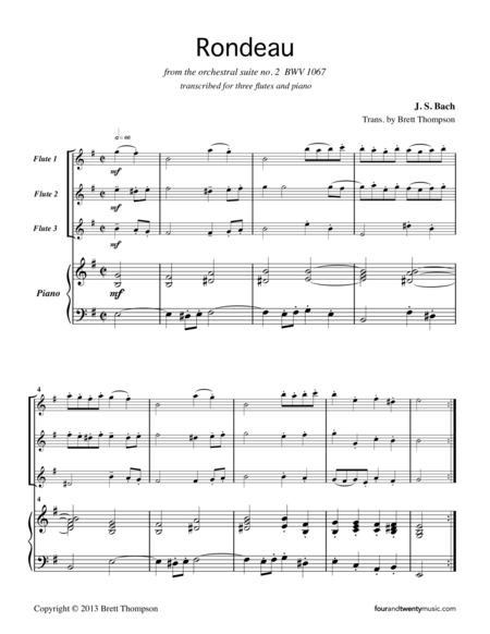 Rondeau From Suite No 2 For 3 Flutes And Piano Page 2