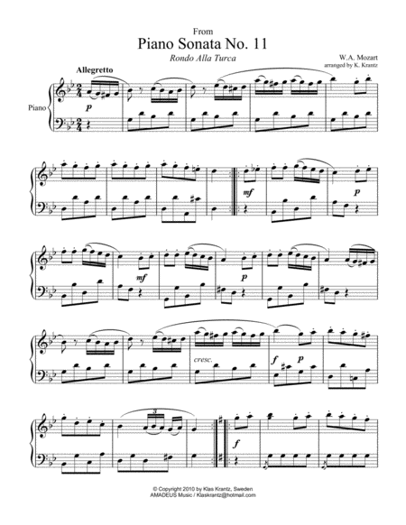 Rondo Alla Turca For Easy Piano Solo Page 2