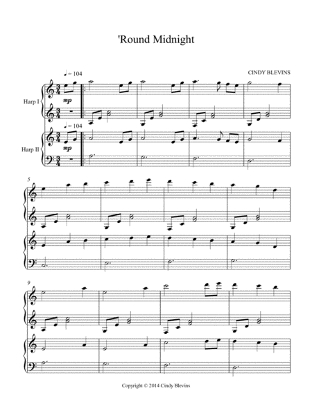 Round Midnight An Original Lap Harp Duet Page 2