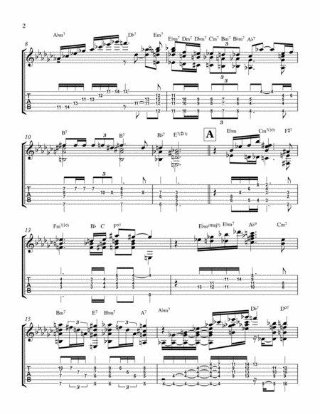 Round Midnight Jazz Guitar Chord Melody Page 2