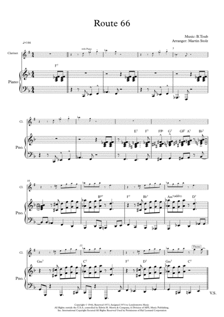 Route 66 Arranged For Clarinet And Piano Page 2