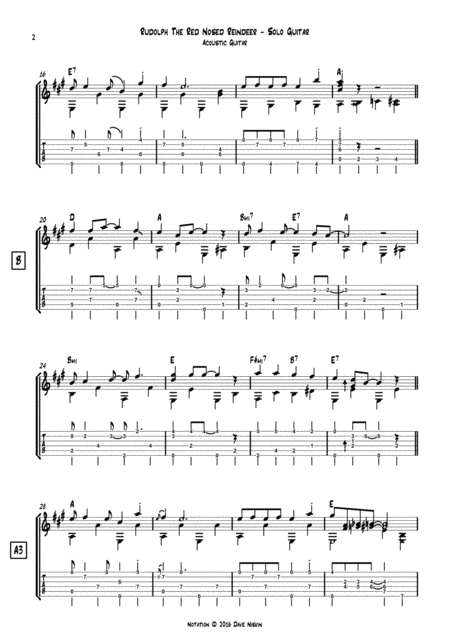 Rudolph The Red Nosed Reindeer Dave Niskin Solo Guitar Arrangement Page 2