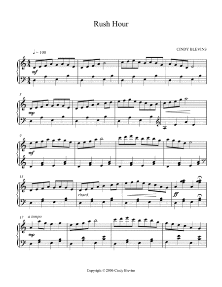 Rush Hour An Original Piano Solo From My Piano Book Windmills Page 2