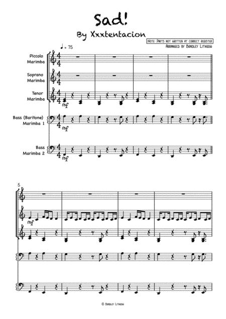 Sad By Xxxtentacion Arranged By Bradley Lithgow For African Marimba Band Diatonic In C Page 2