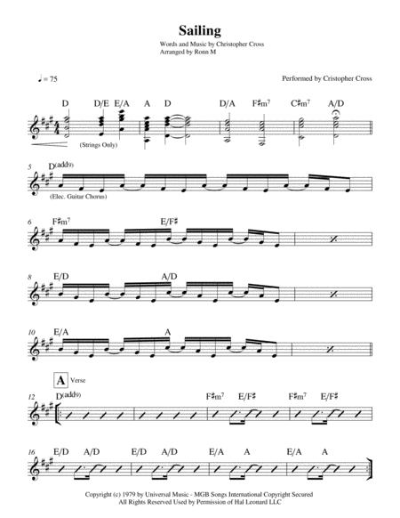 Sailing Lead Sheet By Christopher Cross Page 2