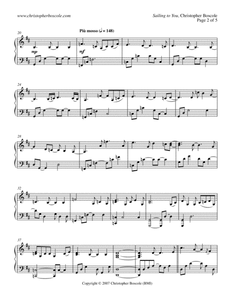 Sailing To You Piano Solo By Christopher Boscole Page 2