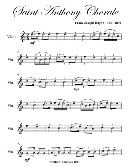 Saint Anthony Chorale Easy Violin Sheet Music Page 2