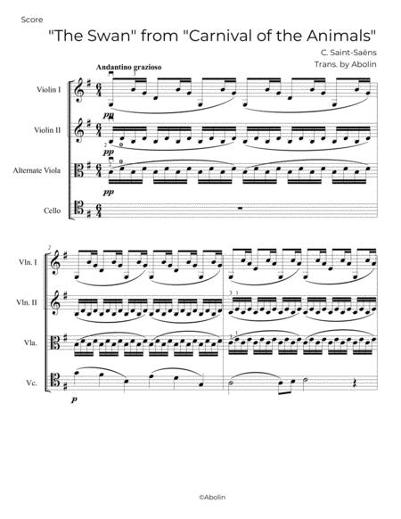 Saint Saens The Swan From Carnival Of The Animals 2 Violins And Cello With Alternate Viola Part Page 2