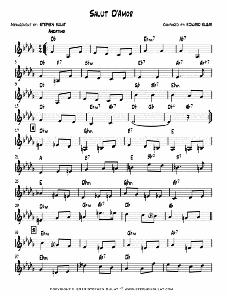 Salut D Amor Elgar Lead Sheet Key Of Db Page 2