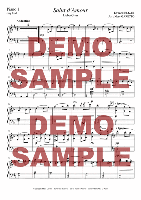 Salut D Amour Liebesgruss Edward Elgar Piano Duet Arrangement By Marc Garetto Page 2