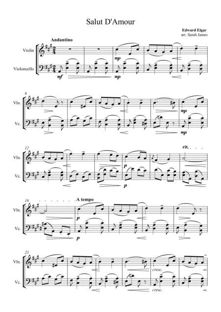 Salut D Amour Violin Cello Arrangement By The Chapel Hill Duo Page 2