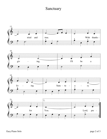 Sanctuary Easy Piano Solo Page 2