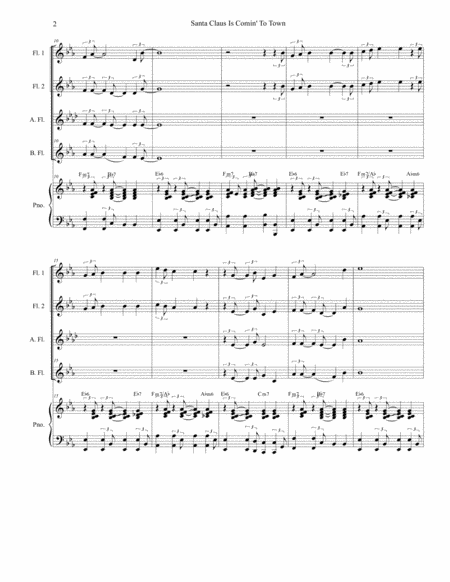 Santa Claus Is Comin To Town For Flute Choir And Piano Page 2