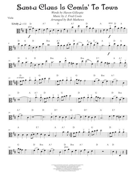 Santa Claus Is Comin To Town For Violin Viola Or Cello Solo Page 2