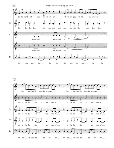 Santa Claus Is Comin To Town Satb A Cappella Page 2