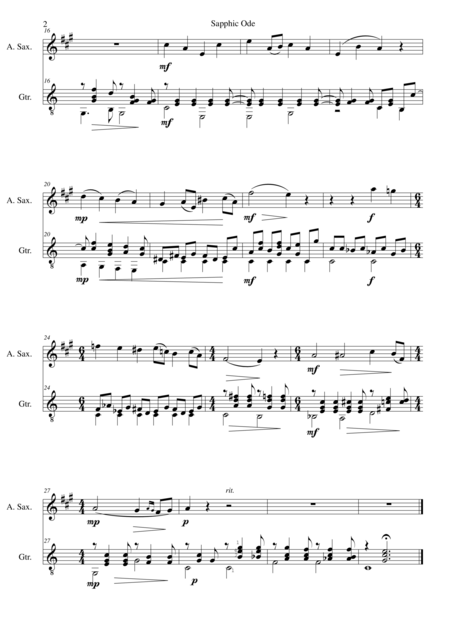 Sapphic Ode For Alto Saxophone And Guitar Page 2