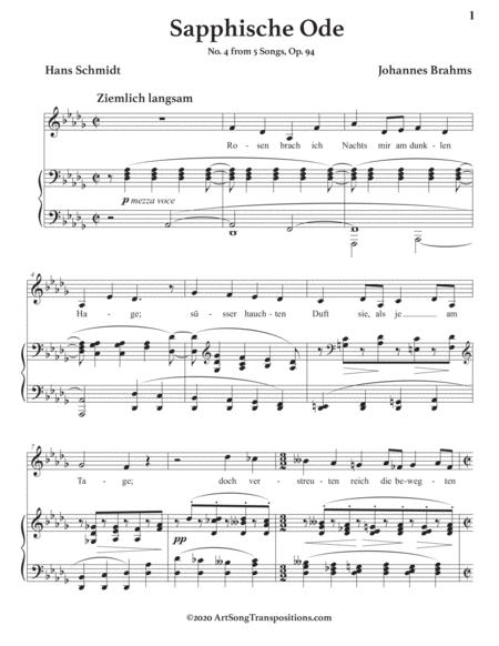 Sapphische Ode Op 94 No 4 Transposed To D Flat Major Page 2