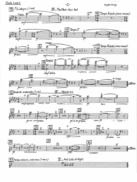 Sappho Songs Set Of Orchestral Parts Page 2