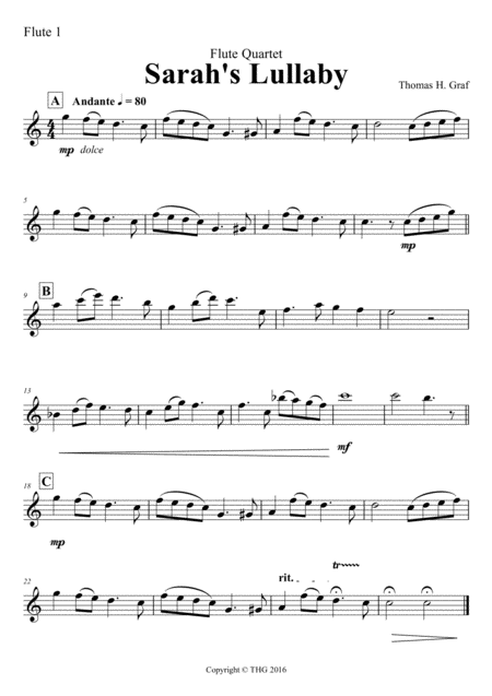 Sarahs Lullaby Grade 2 Flute Quartet Page 2