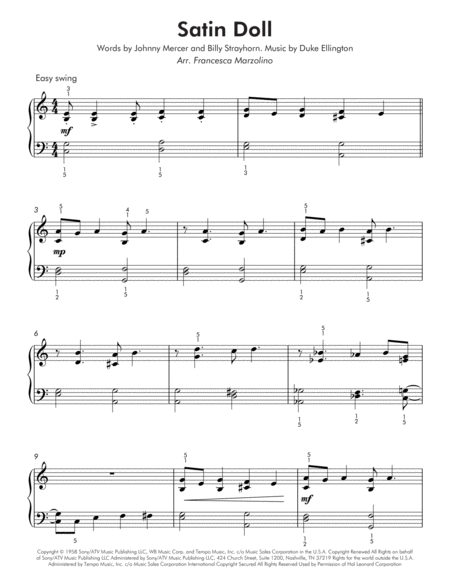 Satin Doll Easy Piano Page 2