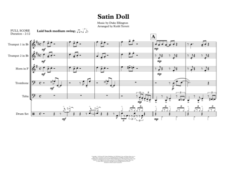 Satin Doll For Brass Quintet Drum Set Opt Jazz For 5 Brass Series Page 2