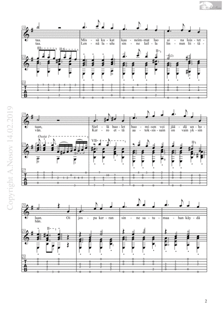 Satumaa Sheet Music For Vocals And Guitar Page 2