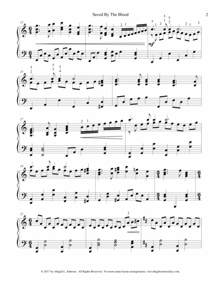 Saved By The Blood Late Intermediate Piano Solo Page 2