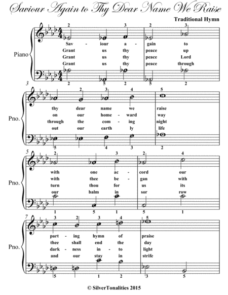 Saviour Again To Thy Dear Name We Raise Easy Piano Sheet Music Page 2