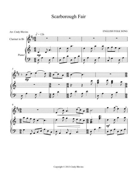 Scarborough Fair Arranged For Piano And Clarinet Page 2