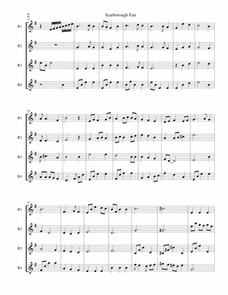 Scarborough Fair Recorder Or Flute Quartet Page 2