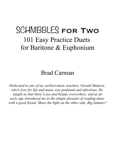 Schnibbles For Two 101 Easy Practice Duets For Band Baritone Euphonium Page 2