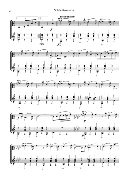 Schon Rosmarin For Viola And Guitar Page 2