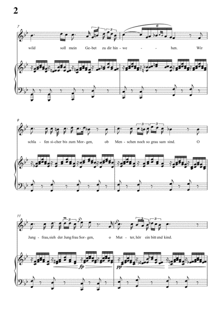 Schubert Ave Maria For Voice And Piano In B Flat Key Page 2