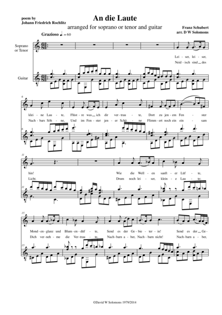Schubert Songs Arranged For High Voice And Classical Guitar Page 2