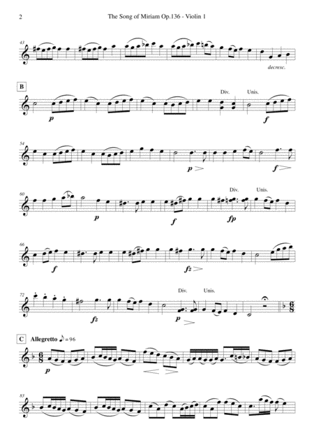 Schubert The Song Of Miriam Op 136 Violin 1 Page 2