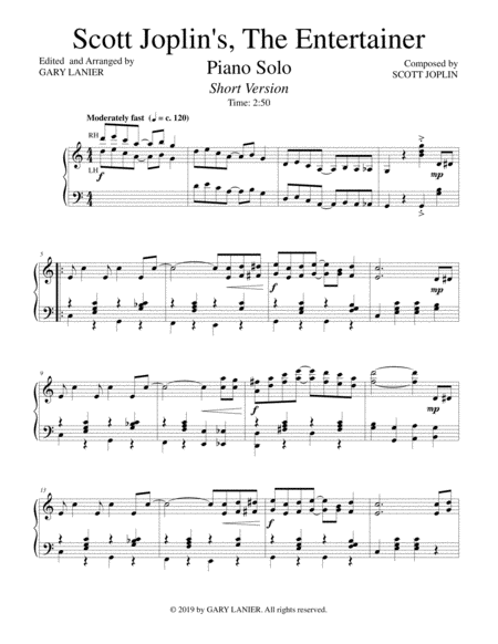 Scott Joplins The Entertainer Piano Solo Page 2