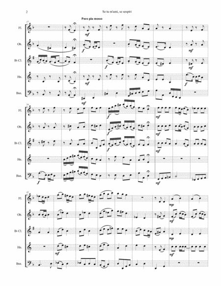 Se Tu M Ami Se Sospiri For Wind Quintet Page 2