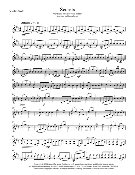 Secrets Violin Solo For Solo Violin Page 2