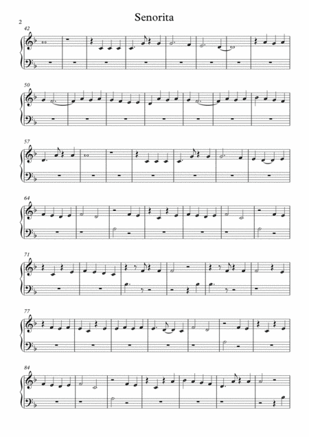 Senorita By Shawn Mendes And Camila Cabello Beginner Piano With Note Names In Easy To Read Format Page 2
