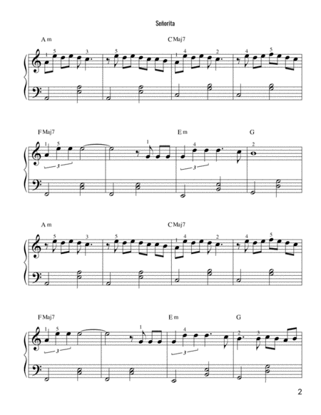 Senorita Shawn Mendes Piano Solo Page 2