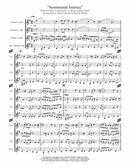 Sentimental Journey For Clarinet Quartet Page 2