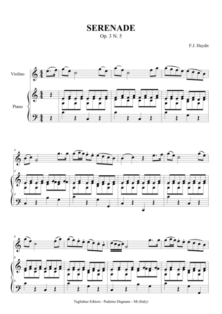 Serenade Op 3 N 5 F J Haydn Arr For Violin And Piano Page 2