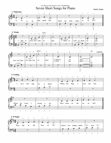 Seven Short Songs For Piano Page 2