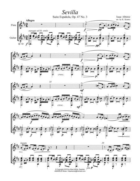 Sevilla Op 47 No 3 For Flute And Guitar D Major Page 2