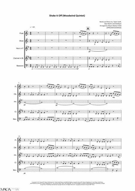 Shake It Off For Woodwind Quintet Page 2