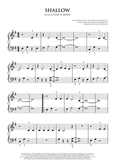 Shallow Lady Gaga Shallow A Star Is Born Really Easy Piano Series Page 2