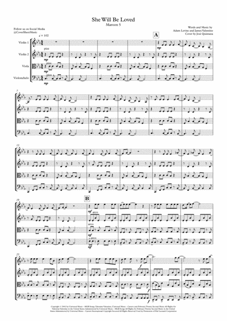 She Will Be Loved String Quartet Page 2