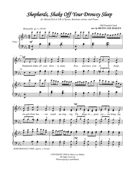 Shepherds Shake Off Your Drowsy Sleep Satb Baritone Soloist And Piano Page 2