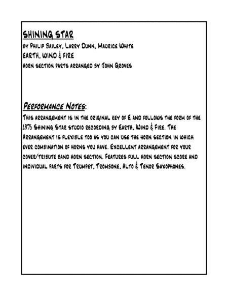 Shining Star Horn Section Parts Trumpet Trombone Alto Tenor Sax Page 2